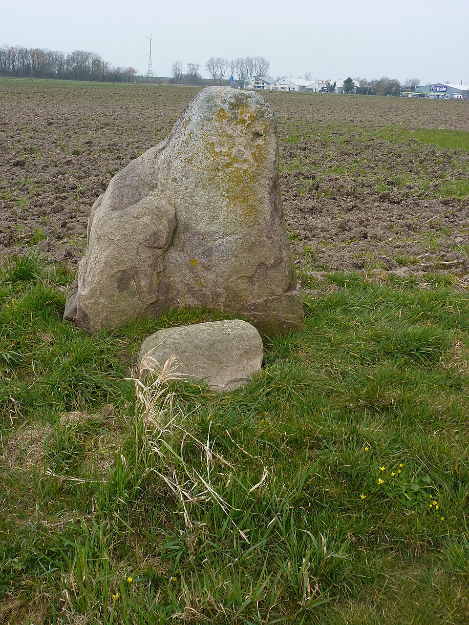 Grote zwerfkei bij Westerklief op Wieringen, aangeduid als geologisch monument.